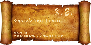 Kopcsányi Ervin névjegykártya