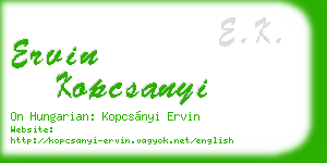 ervin kopcsanyi business card