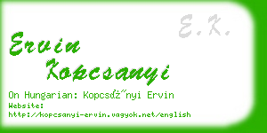 ervin kopcsanyi business card